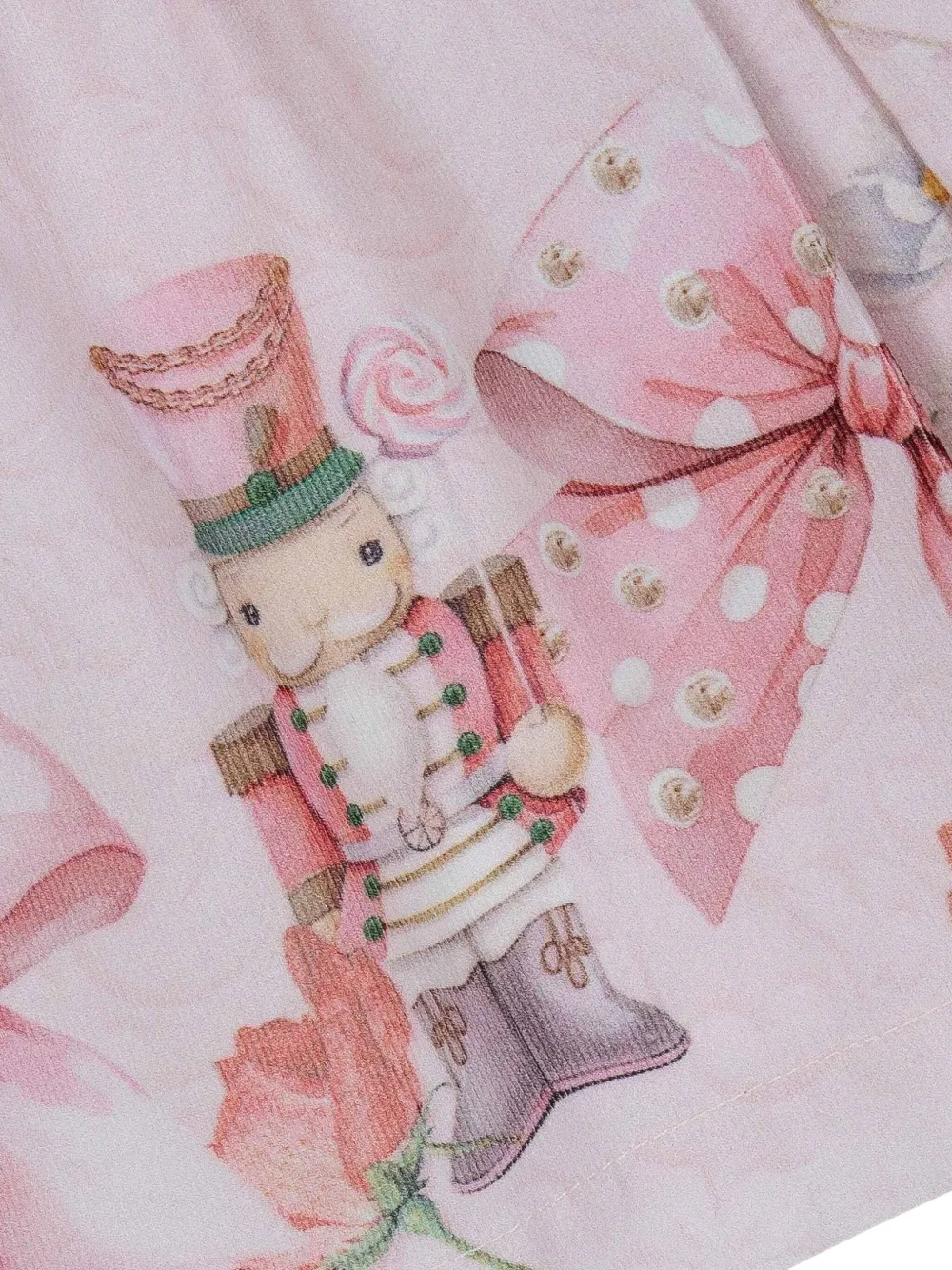 Lapin House Fur-trimmed Nutcracker-print Dress In Pink