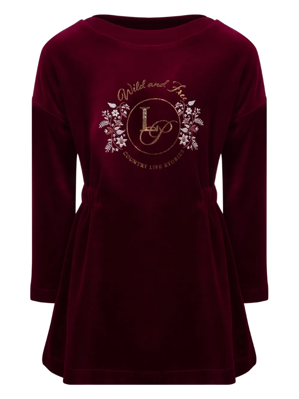 Lapin House embroidered velvet dress | Red | Image 1