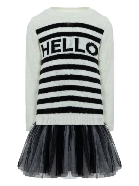 Lapin House striped tulle-panel dress set