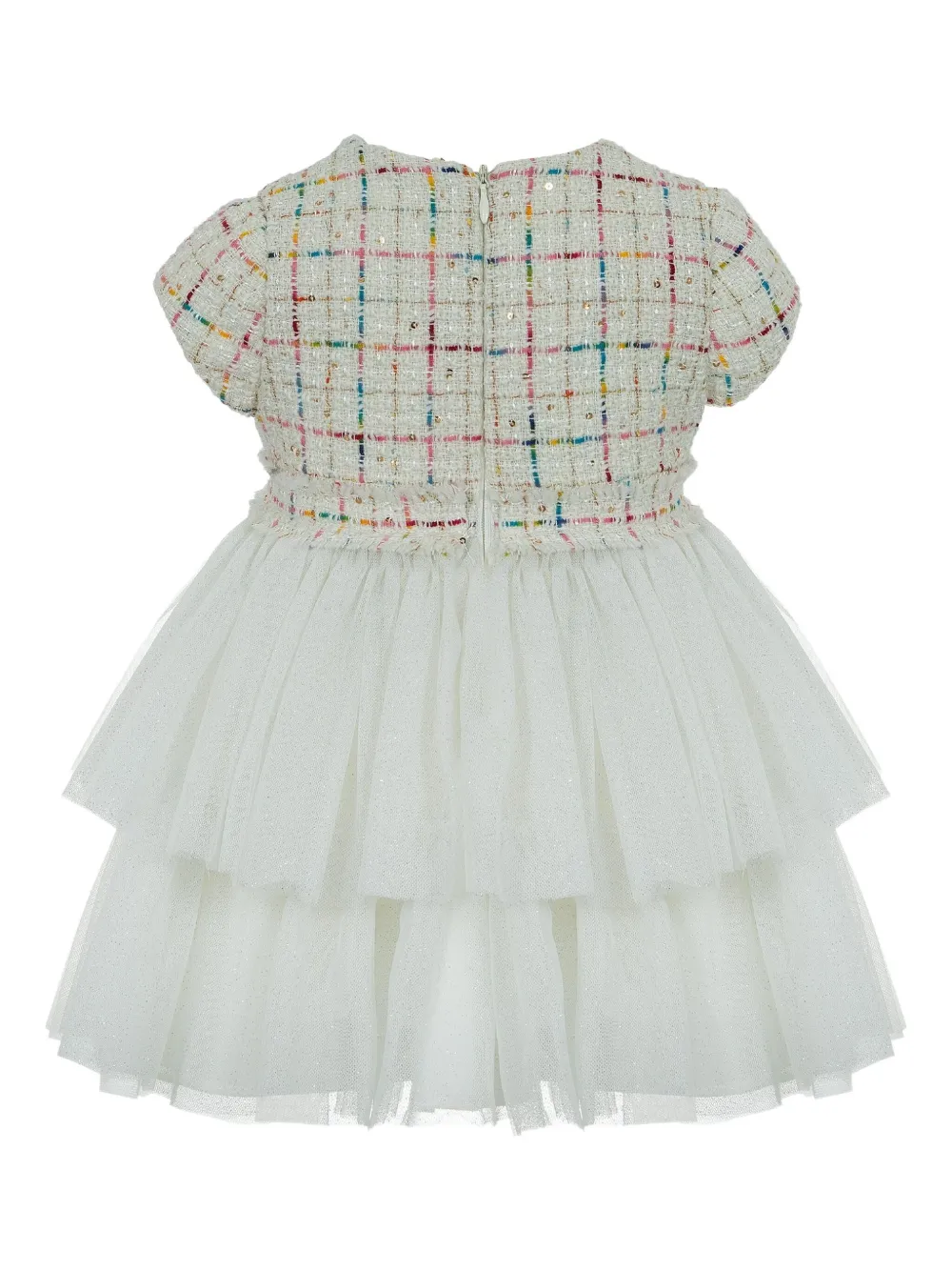 Lapin House Tweed jurk verfraaid met pailletten Beige