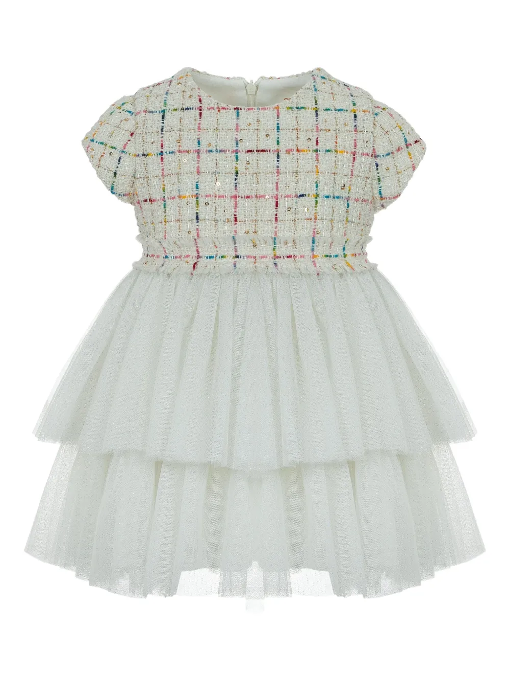 Lapin House Tweed jurk verfraaid met pailletten Beige