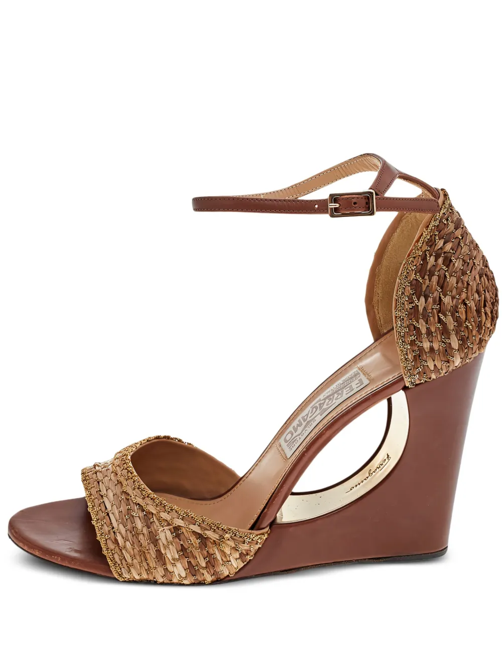 Ferragamo Pre-Owned 100mm raffia sandals | Brown | Image 1