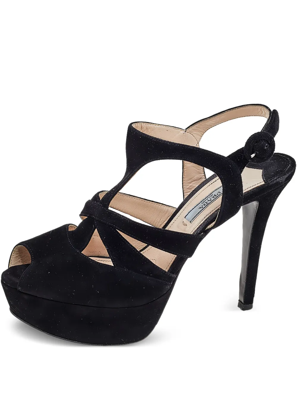 Prada Pre-Owned 115mm suede platform sandals | Black | Image 1
