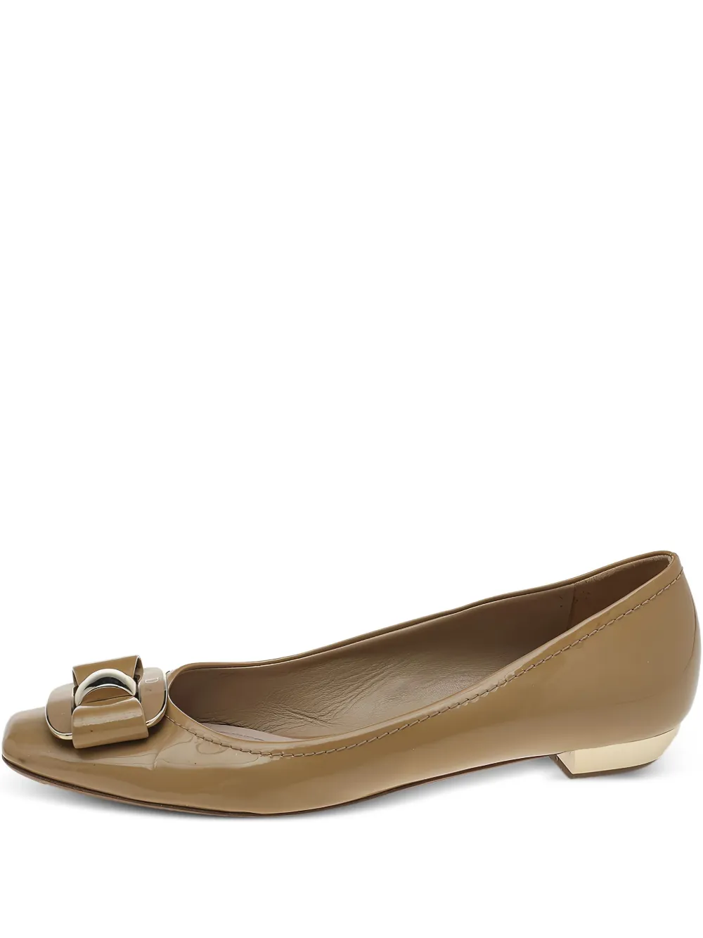 Christian Dior Pre-Owned patent leather bow ballet flats - Marrone