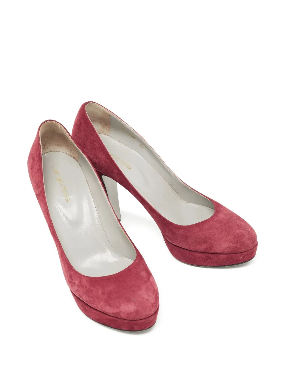 Sergio Rossi Vintage 115 mm suède pumps met plateauzool - Rood
