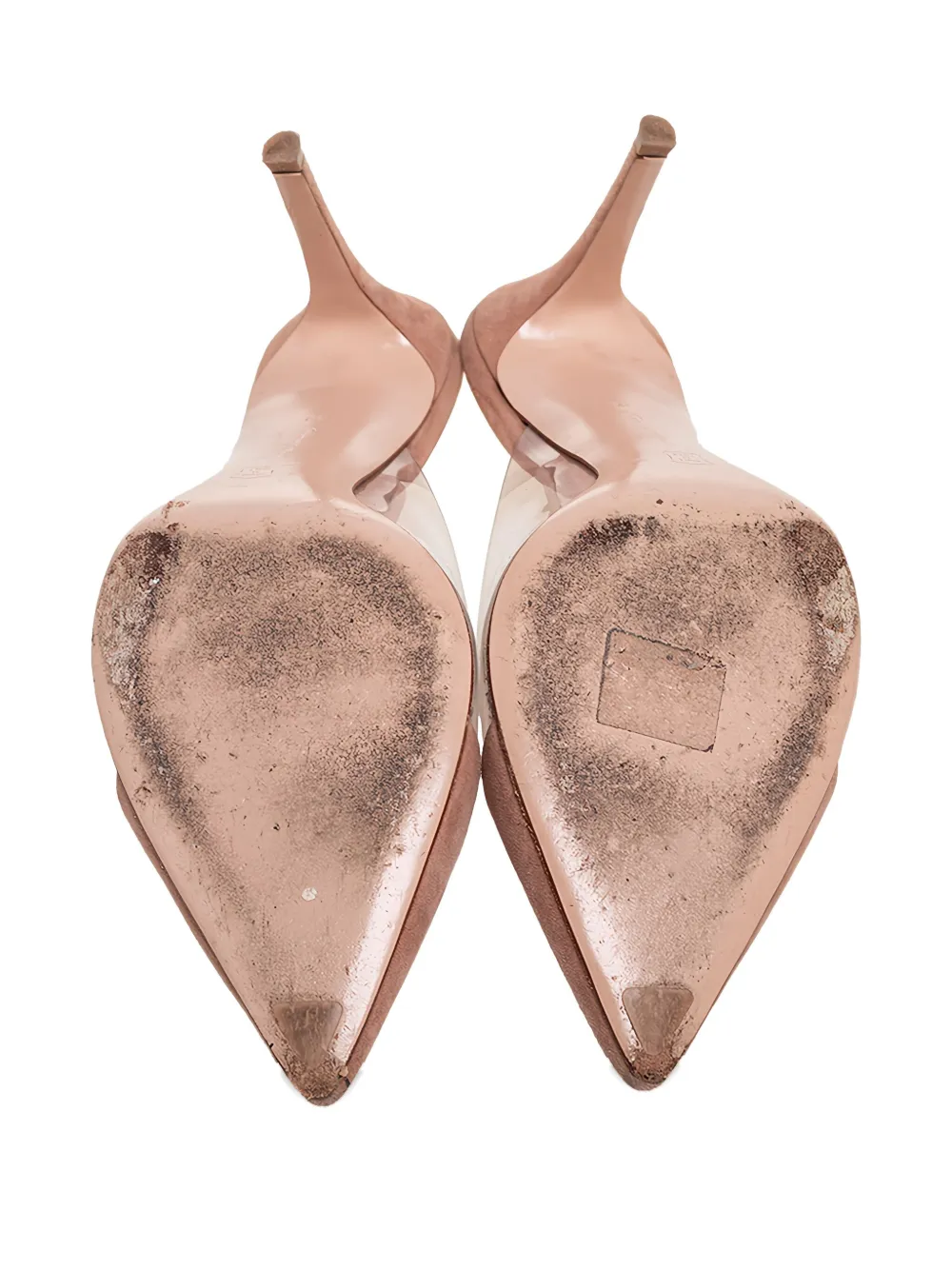 Pre-owned Gianvito Rossi 2024 90mm Plexi Mules In Neutral