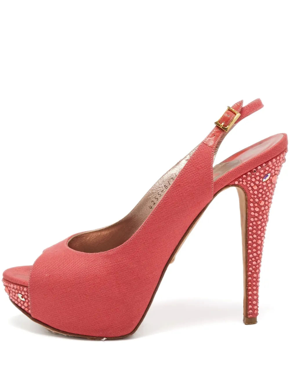 Gina pre-owned 135mm peep-toe slingback pumps | Pink | Image 1