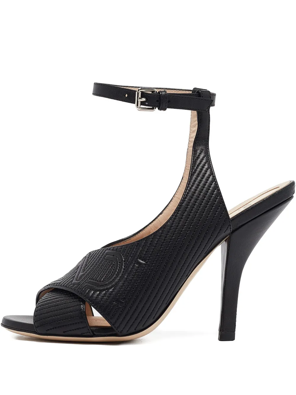 110mm leather quilted sandals