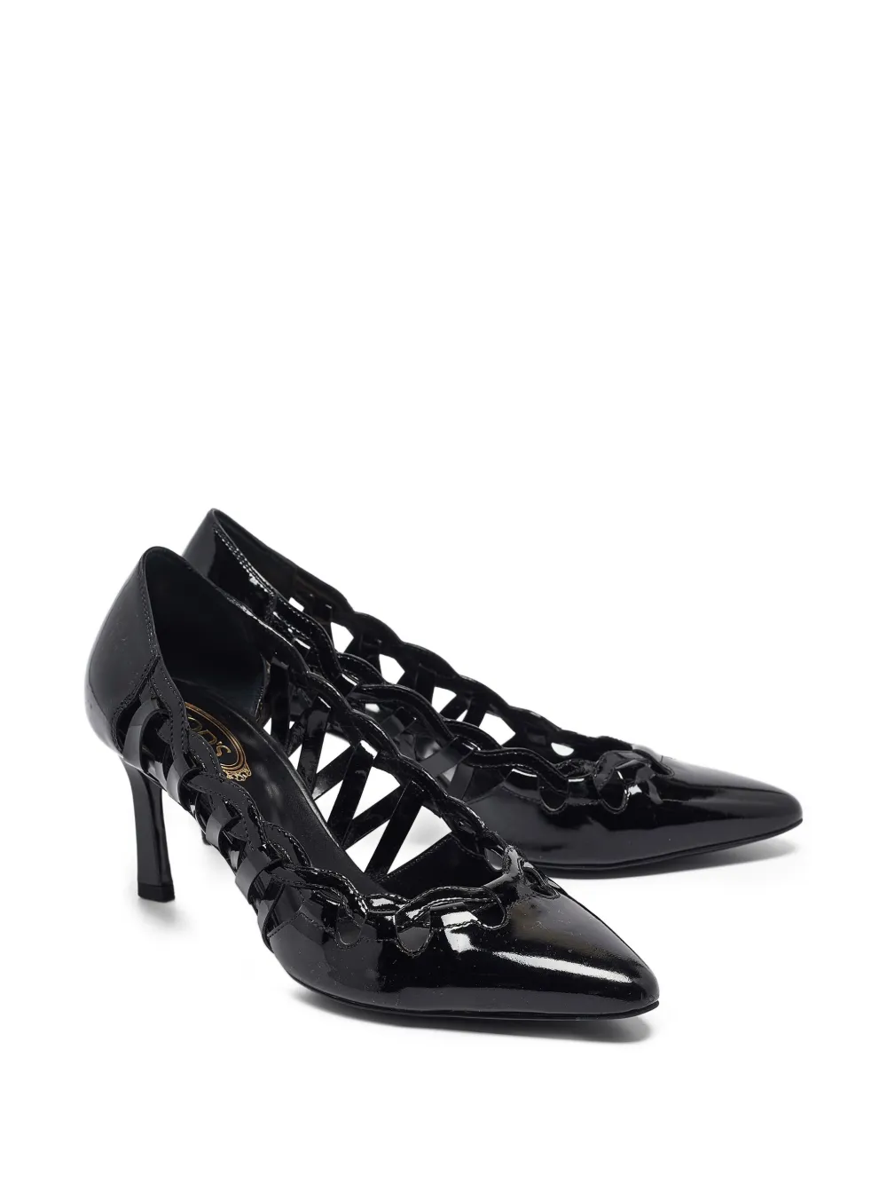 Tod's Vintage Pre-owned 90mm pumps van lakleer met uitgesneden details - Zwart