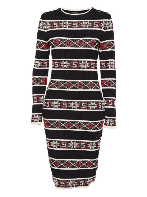 CHANEL Pre-Owned tatterned knitted bodycon dress