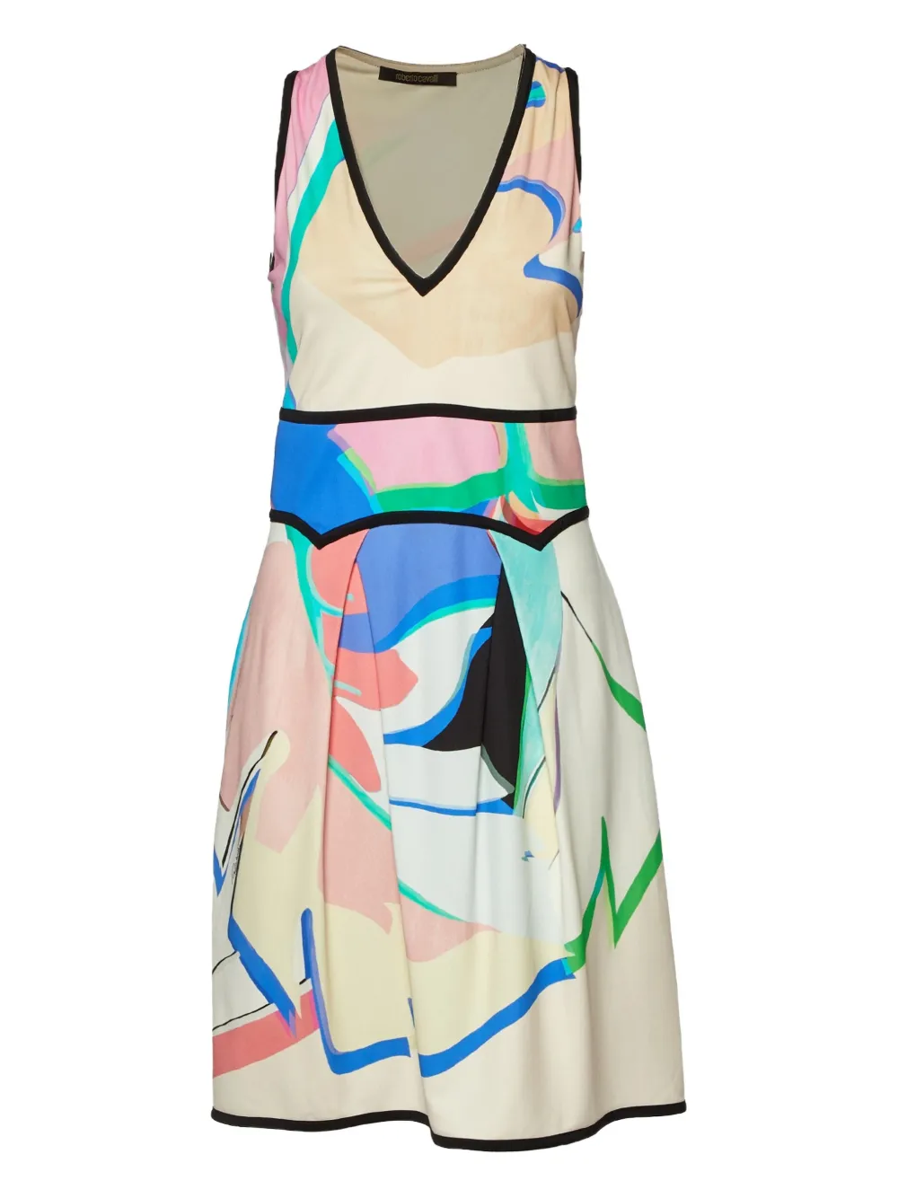 pre-owned abstract-print V-neck dress