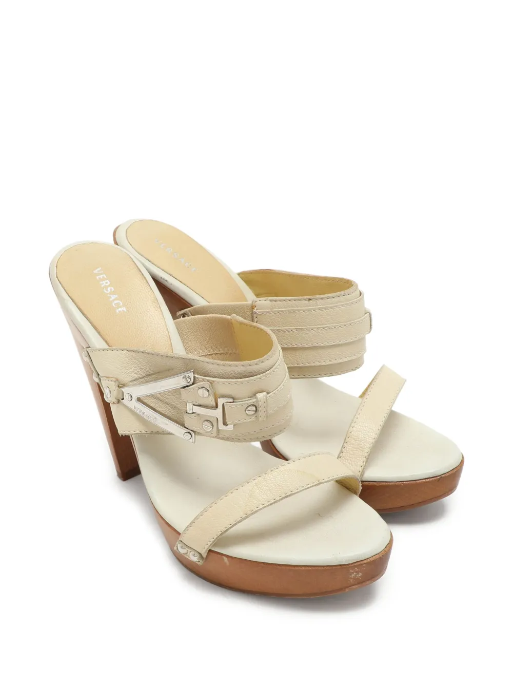 Versace Pre-Owned 140 mm sandalen met plateauzool - Wit