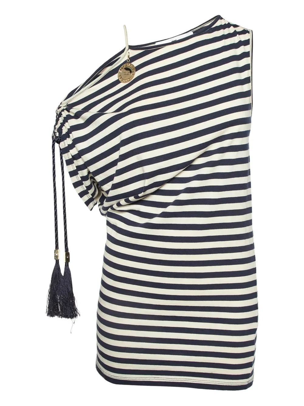 Elisabetta Franchi pre-owned striped asymmetric top | Blue | Image 1