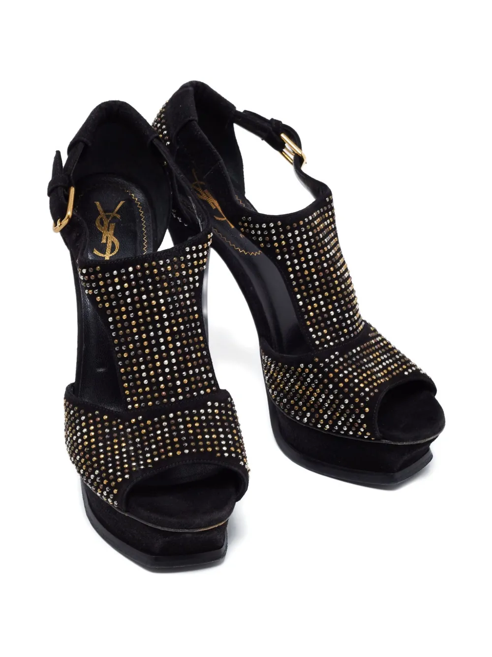 Saint Laurent Pre-Owned Sandalen verfraaid met studs - Zwart