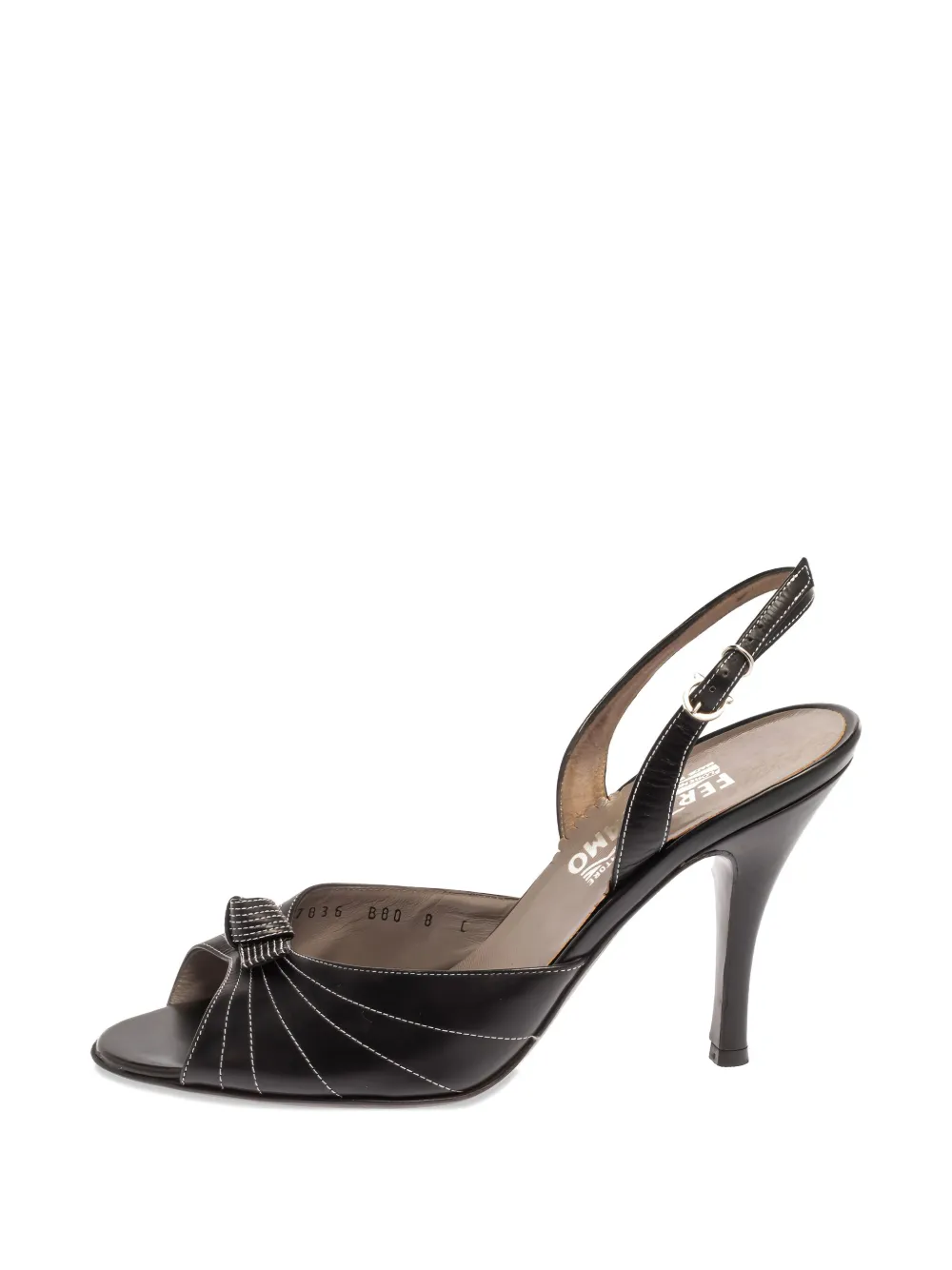 Ferragamo Pre-Owned Geknoopte slingback sandalen - Zwart