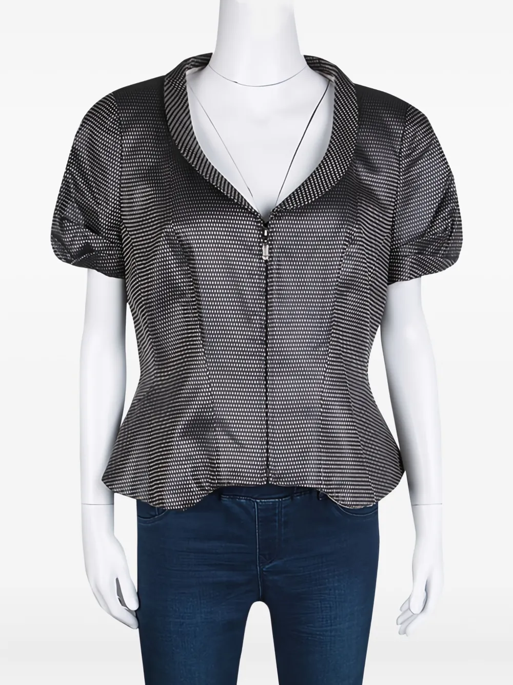 Giorgio Armani Pre-Owned jacquard-pattern zipped jacket | Fitted Jackets | Image 2