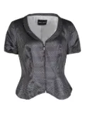 Giorgio Armani Pre-Owned jacquard-pattern zipped jacket - Grey