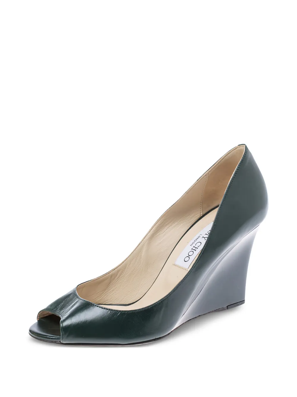 Jimmy Choo Pre-Owned 90mm Baxen leather wedge pumps | Green | Image 1