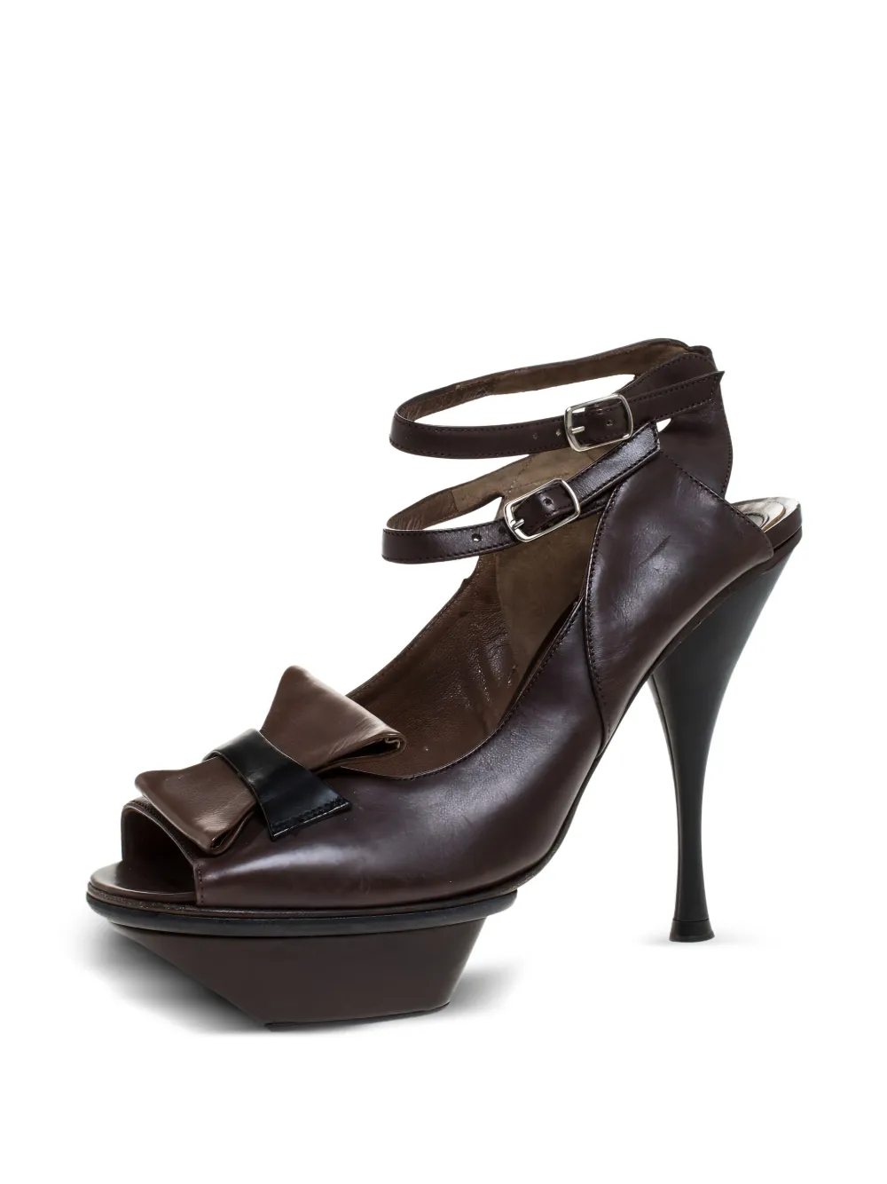 Marni Pre-Owned 120 mm sandalen met plateauzool en open neus - Bruin