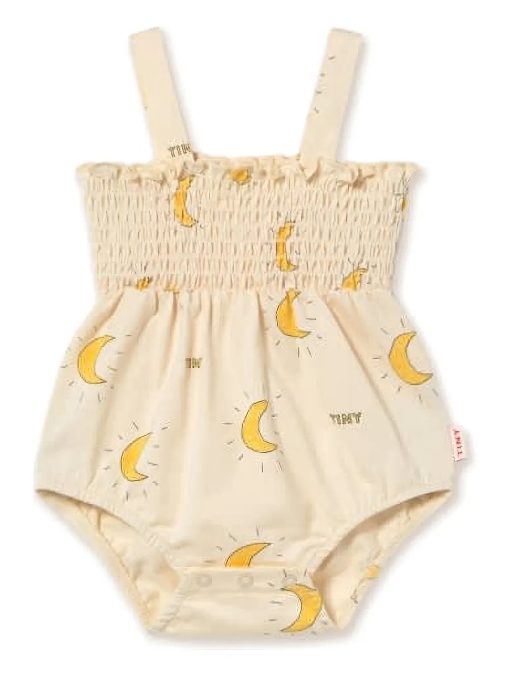 Tiny Cottons moon-print smocked body | Neutrals | Image 1