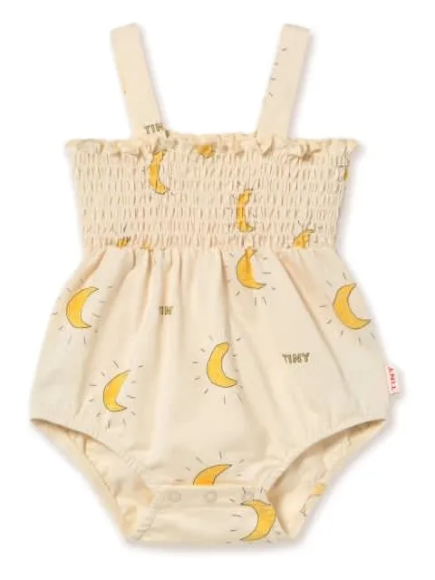 Tiny Cottons moon-print smocked body