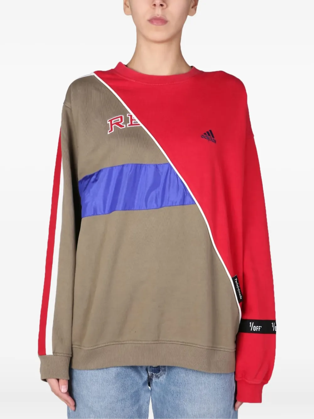 1/off Colourblock Logo Sweatshirt In Red