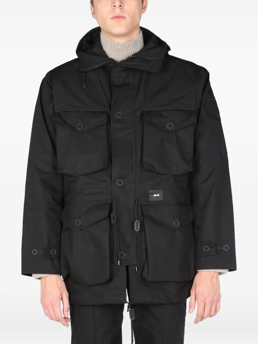 ArkAir buttoned hooded shirt - Nero
