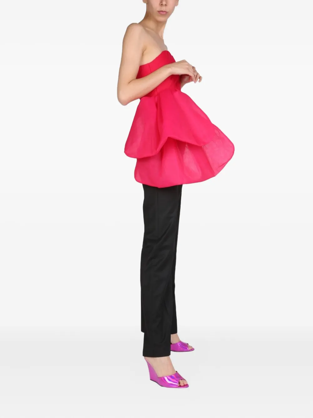 ANOUKI bow strapless top - Roze