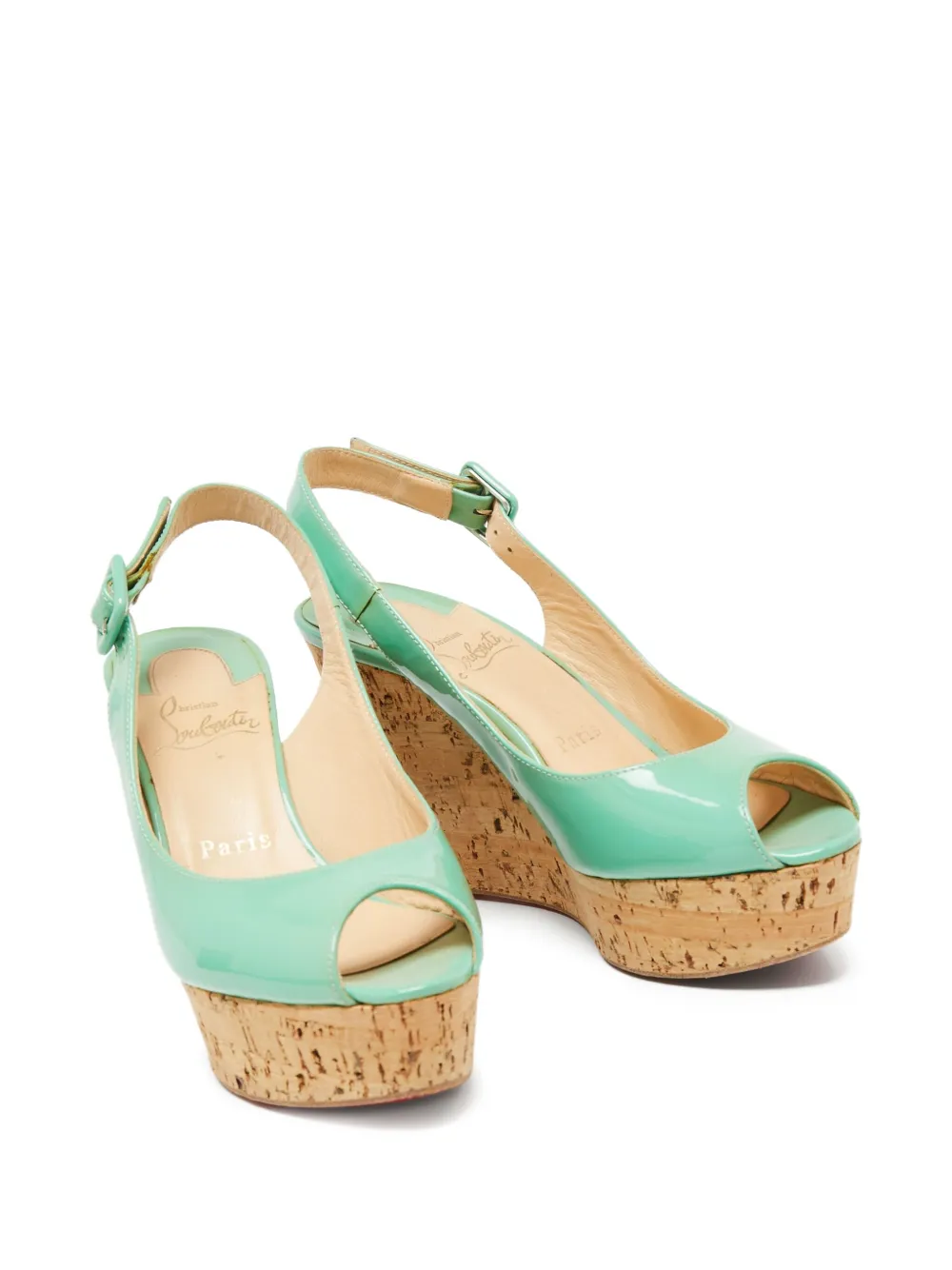 Christian Louboutin Pre-Owned 90 mm sandalen met open neus en sleehak - Groen