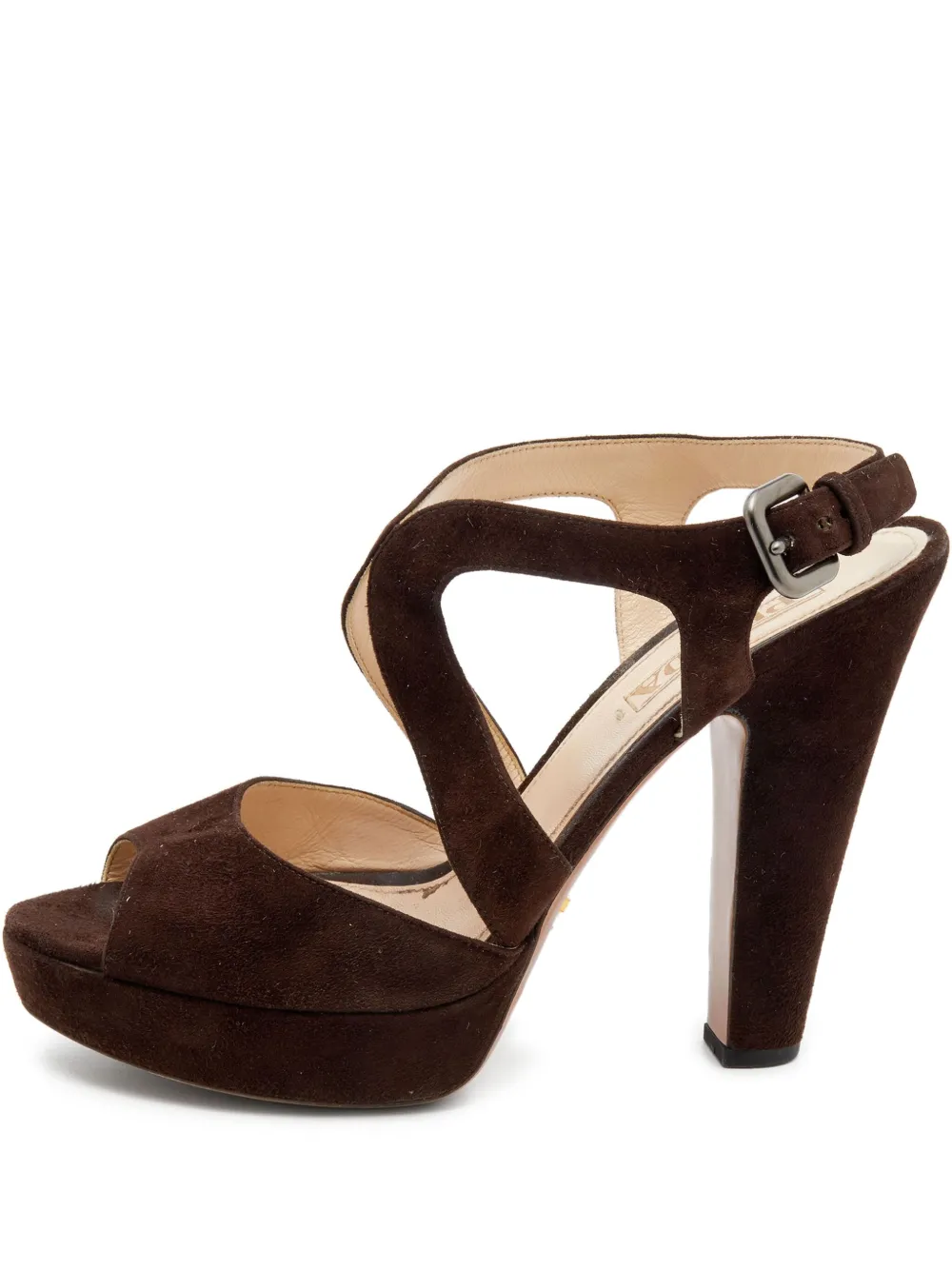 Prada Pre-Owned 125mm peep-toe platform heels | Brown | Image 1