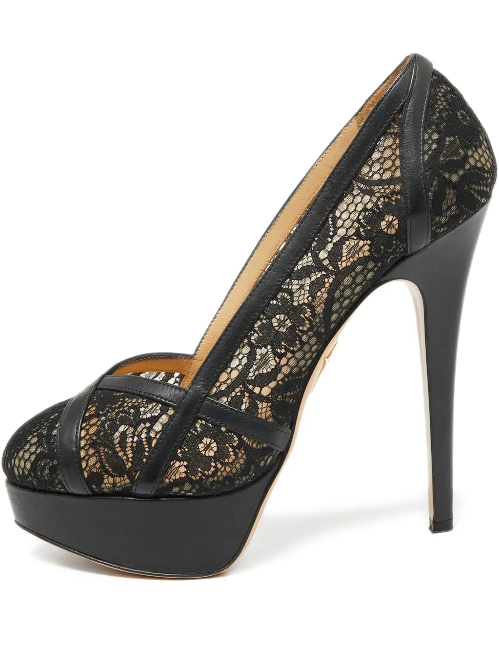 Charlotte Olympia pre-owned 140mm lace platform pumps | Black | Image 1