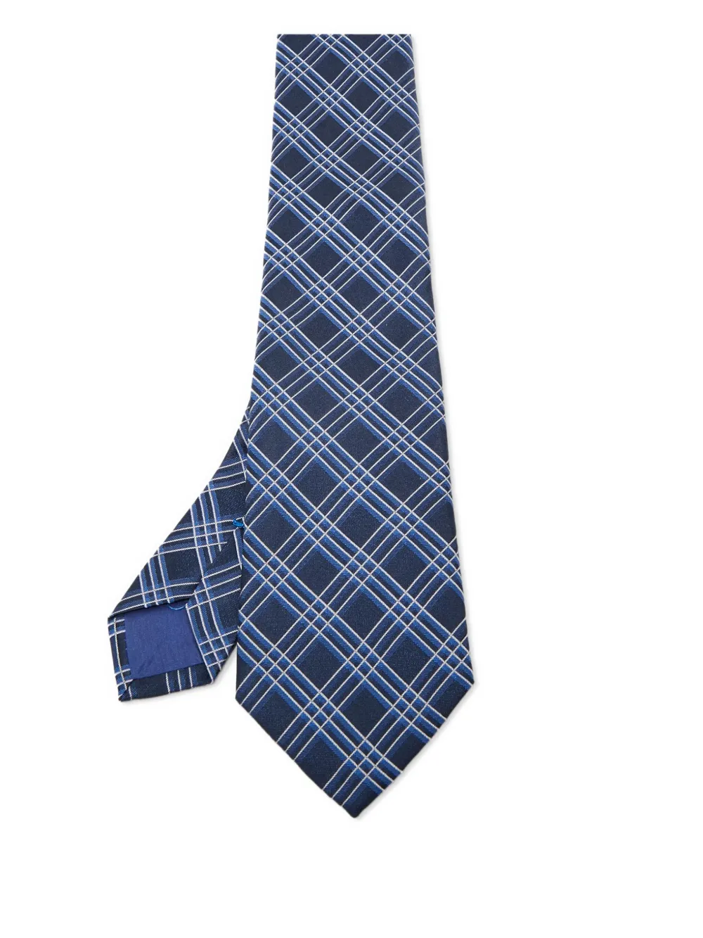 BOSS pre-owned checked silk tie | Blue | Image 1
