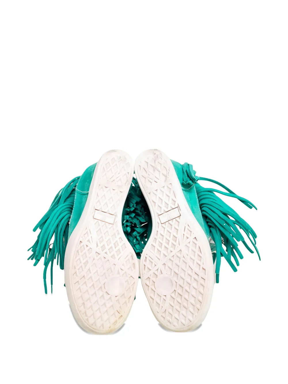Pre-owned Giuseppe Zanotti Vintage Suede Fringed Sneakers In Green