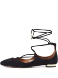 Aquazzura lace-up suede flats - Black