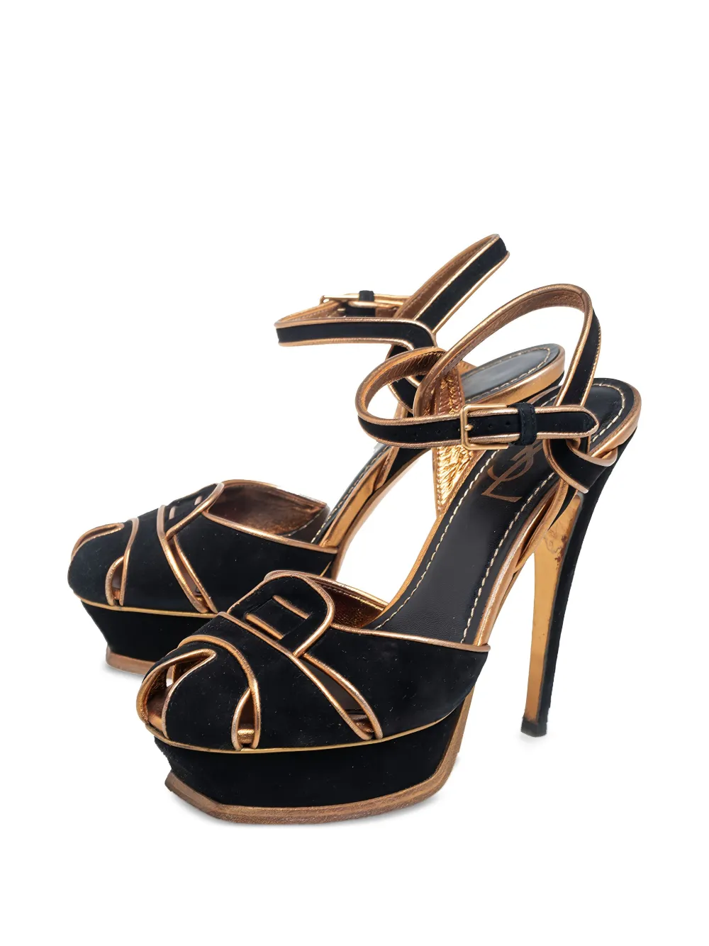 Saint Laurent Pre-Owned Sandalen met plateauzool - Zwart