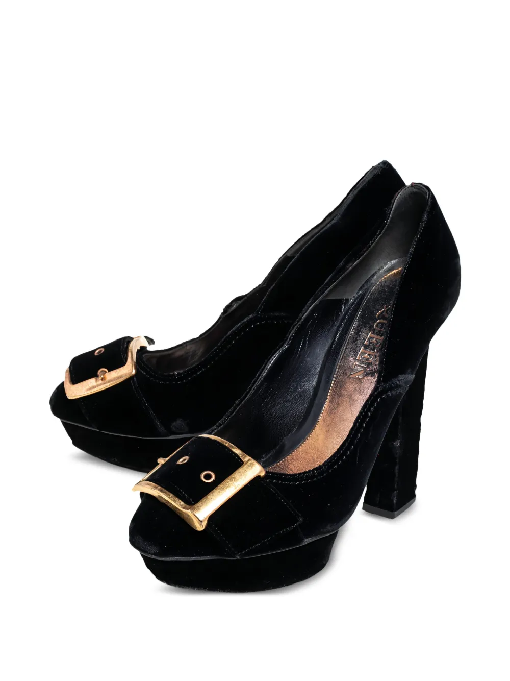 Alexander McQueen Pre-Owned platform buckle velvet pumps | Image 2