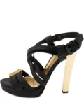 Bottega Veneta Pre-Owned 130mm platform cross-strap sandals - Black
