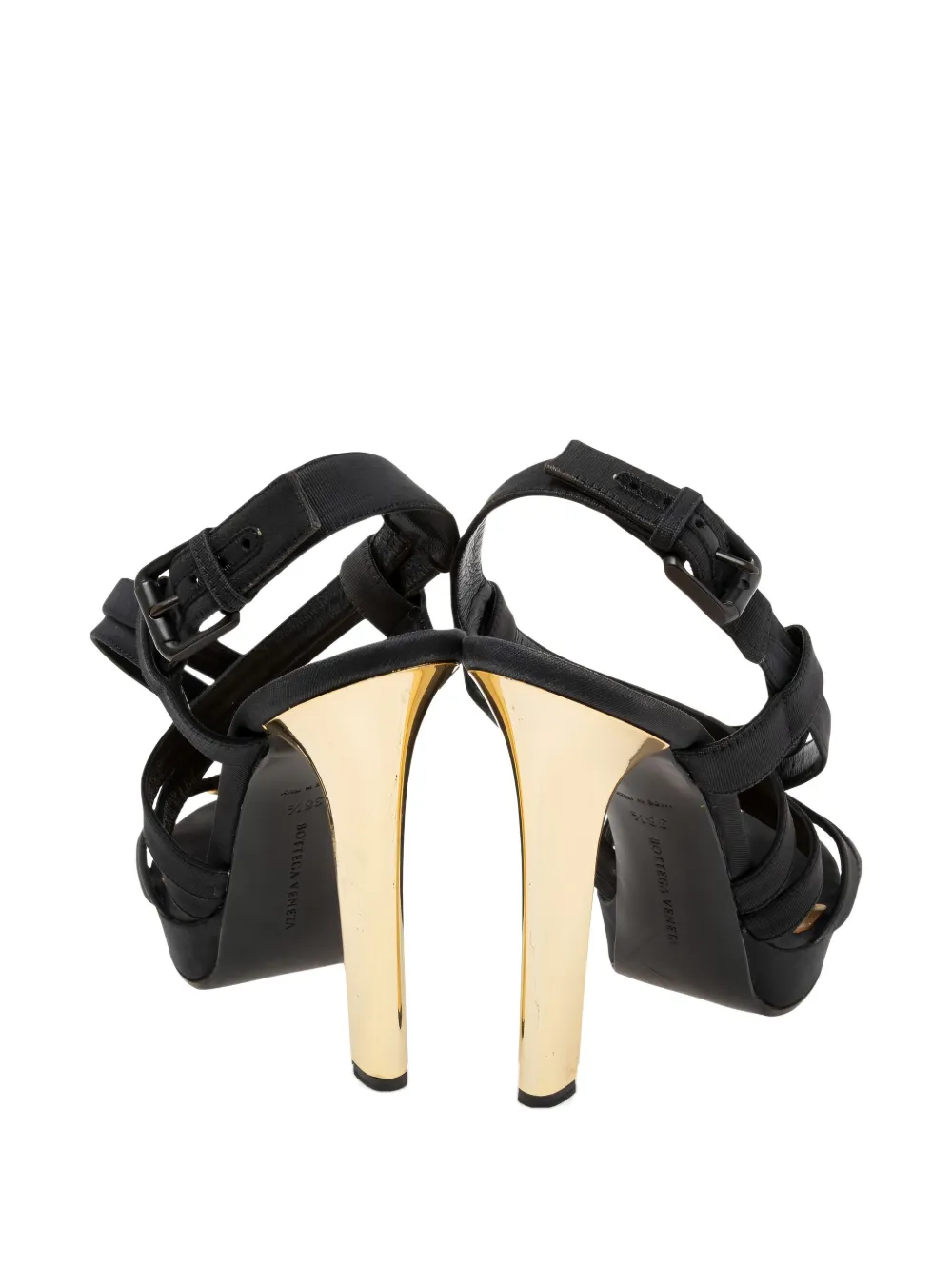 Pre-owned Bottega Veneta 130mm Platform Cross-strap Sandals In Black