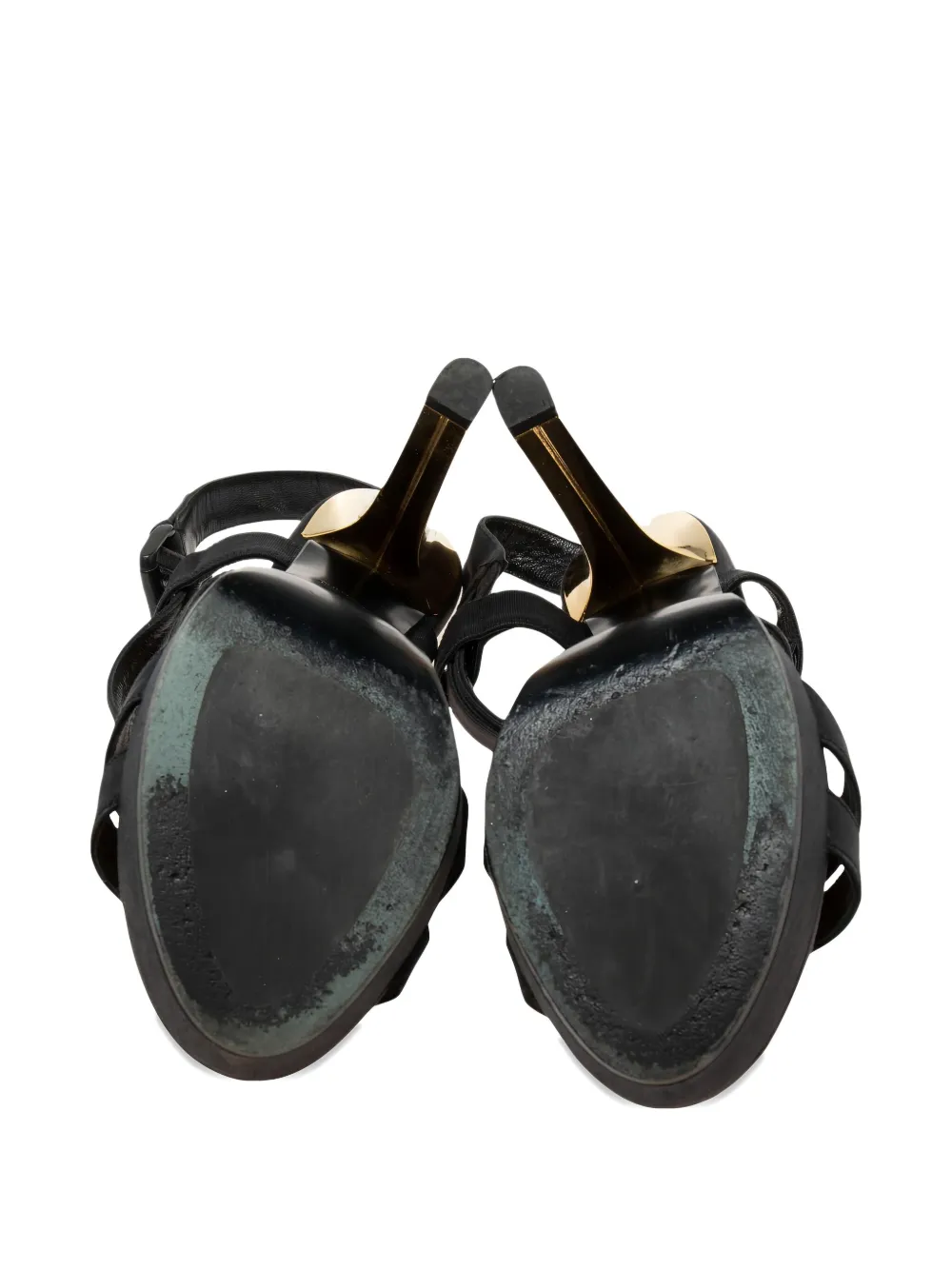 Pre-owned Bottega Veneta 130mm Platform Cross-strap Sandals In Black