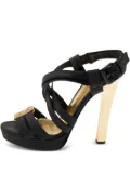 Bottega Veneta Pre-Owned 130mm platform cross-strap sandals - Black