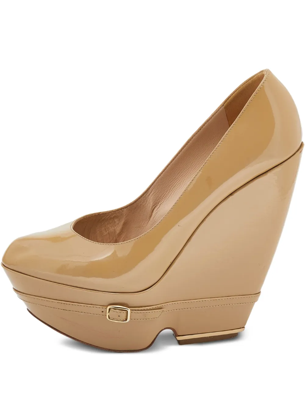 Nicholas Kirkwood pre-owned wedge platform pumps | Neutrals | Image 1