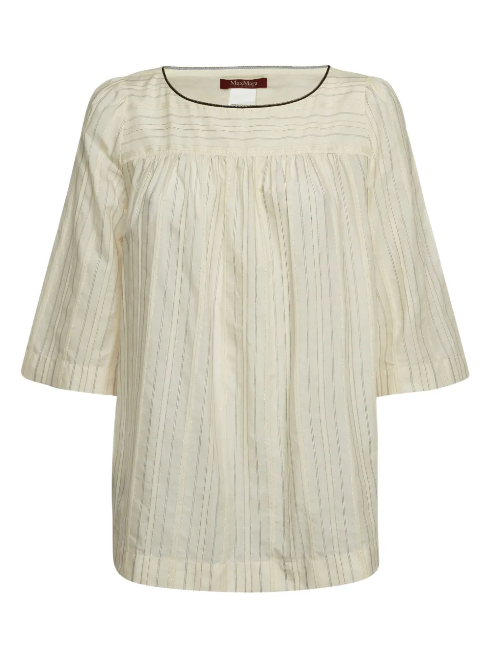 Max Mara pre-owned striped three-quarter sleeve top | Neutrals | Image 1
