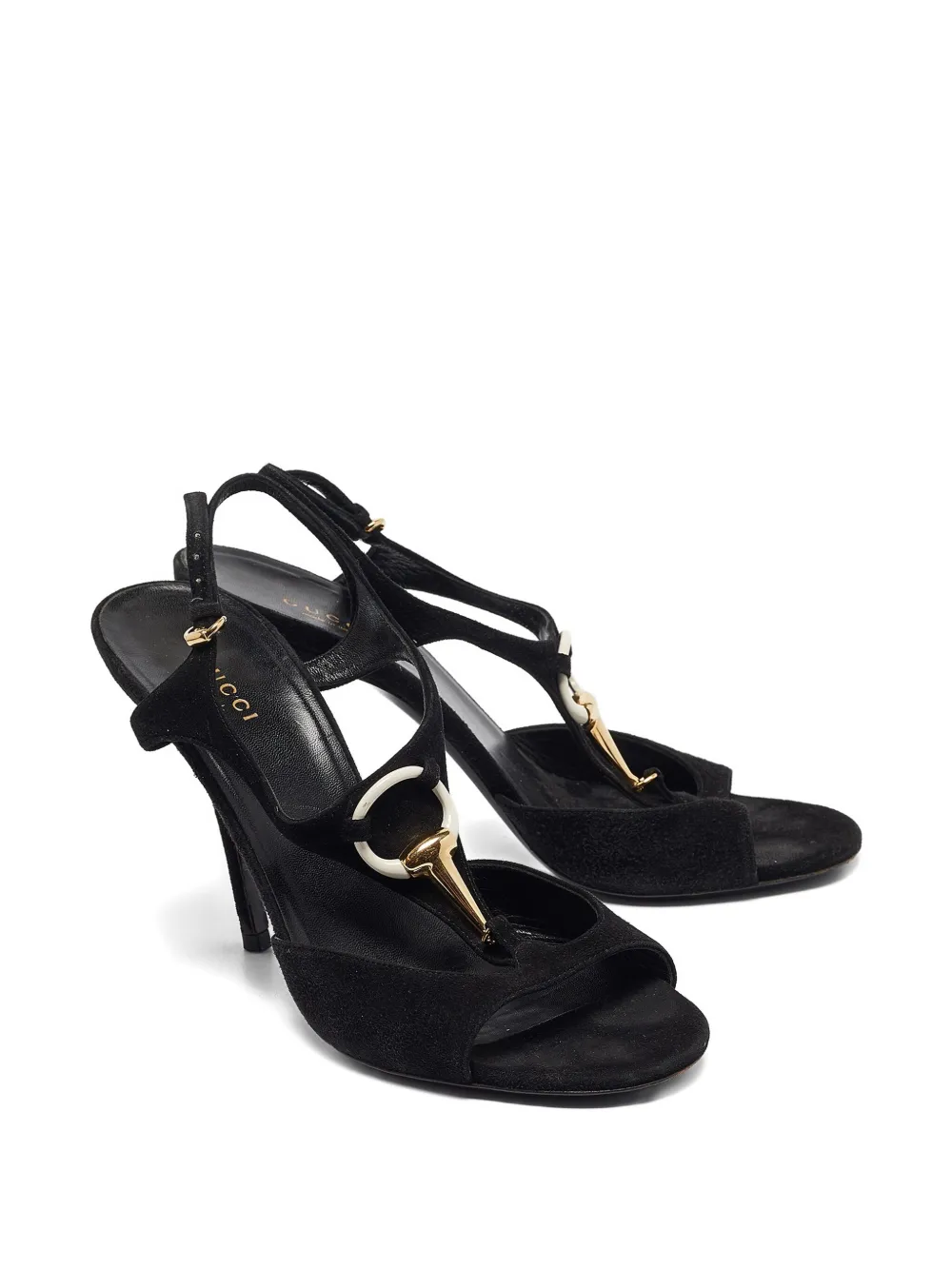 Gucci Pre-Owned Suède sandalen met hak - Zwart