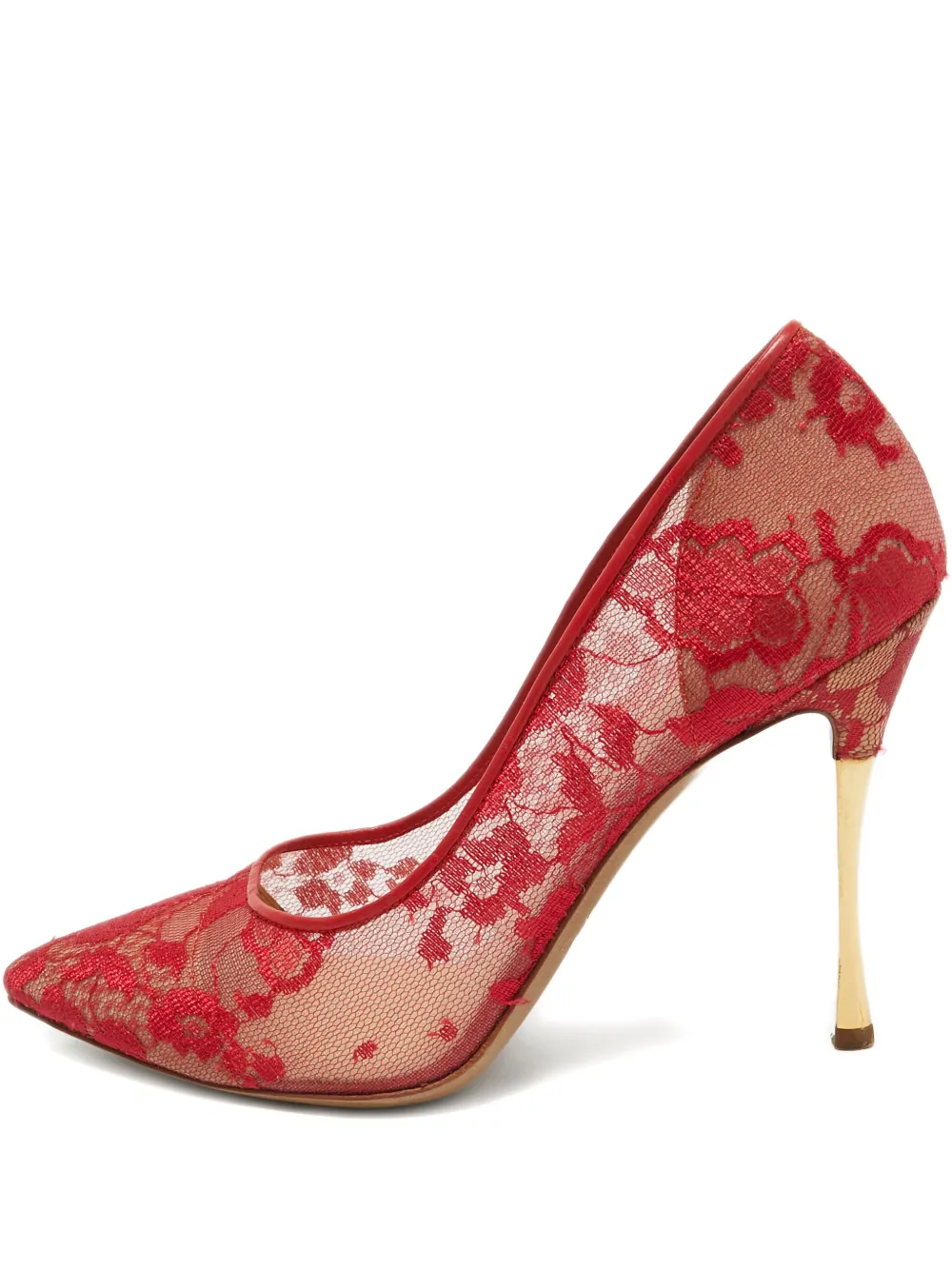 Nicholas Kirkwood pre-owned 105mm lace metal-heel pumps | Red | Image 1