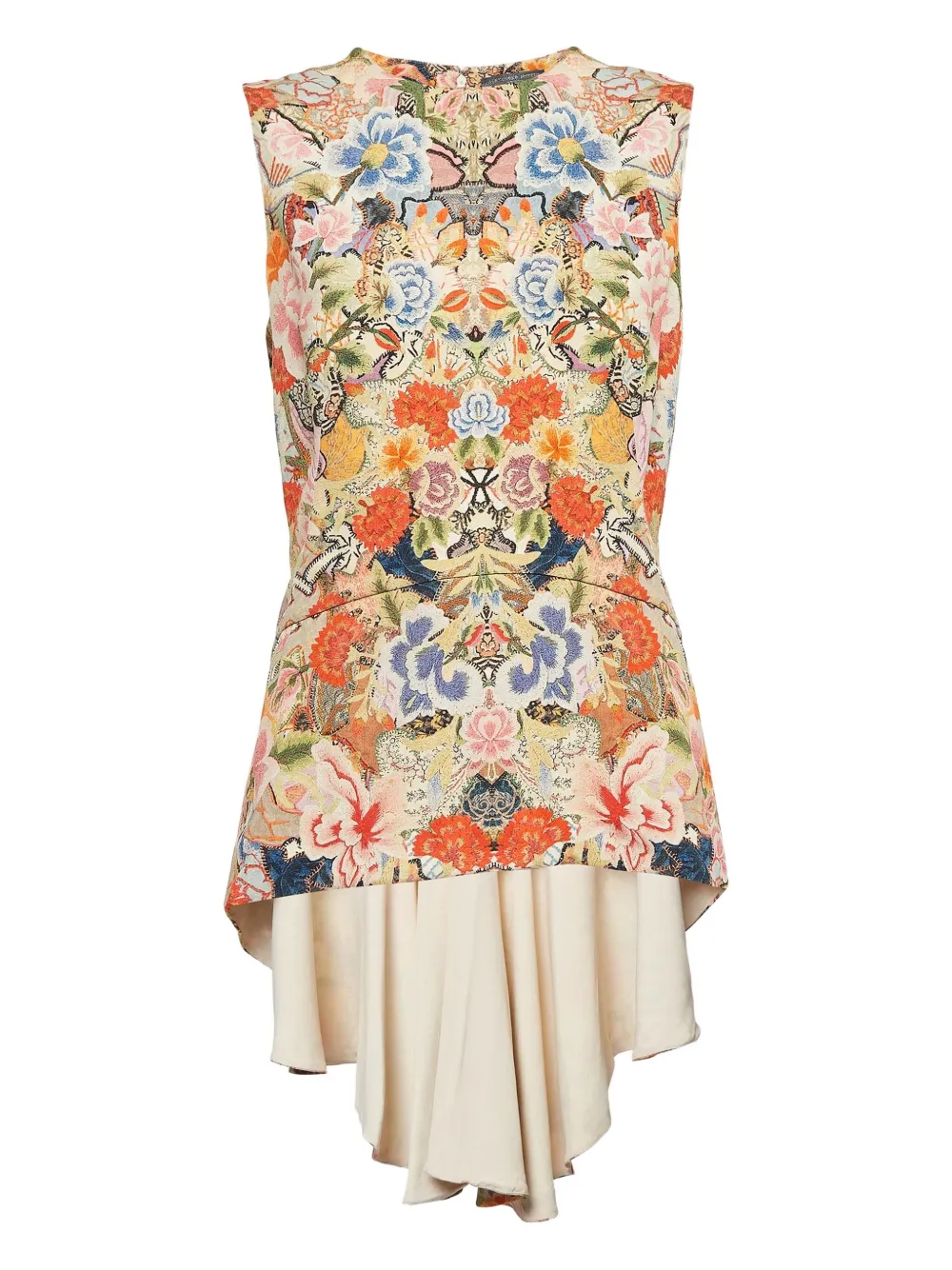 Pre-owned Alexander Mcqueen Floral-print Asymmetric Top In Orange
