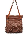 Bottega Veneta Pre-Owned leather fringed tote bag - Brown
