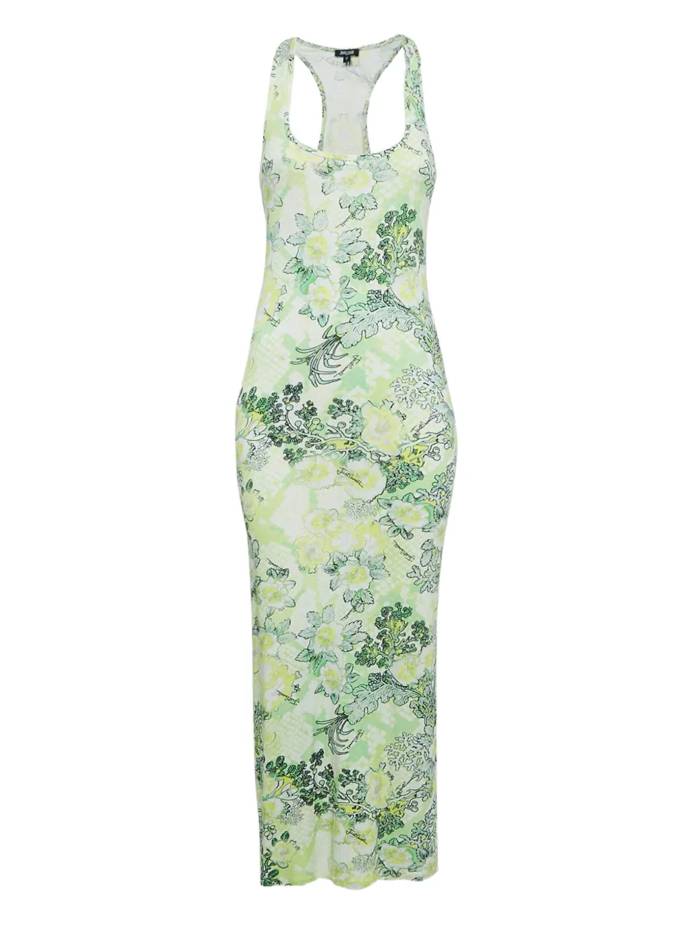 Pre-owned Just Cavalli Vintage Printed Maxi Dress In Green