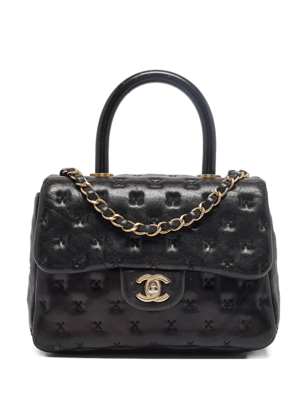 CHANEL Pre-Owned Cross Stitch ハンドバッグ ミニ - ブラック CHANEL Pre-Owned Cross Stitch ハンドバッグ ミニ - ブラック