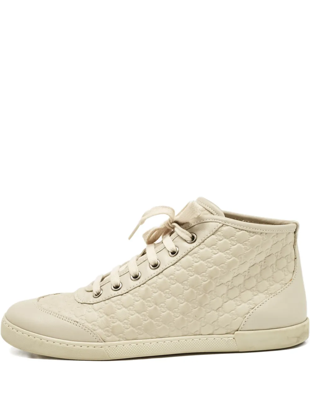 monogram-embossed leather high-top sneakers