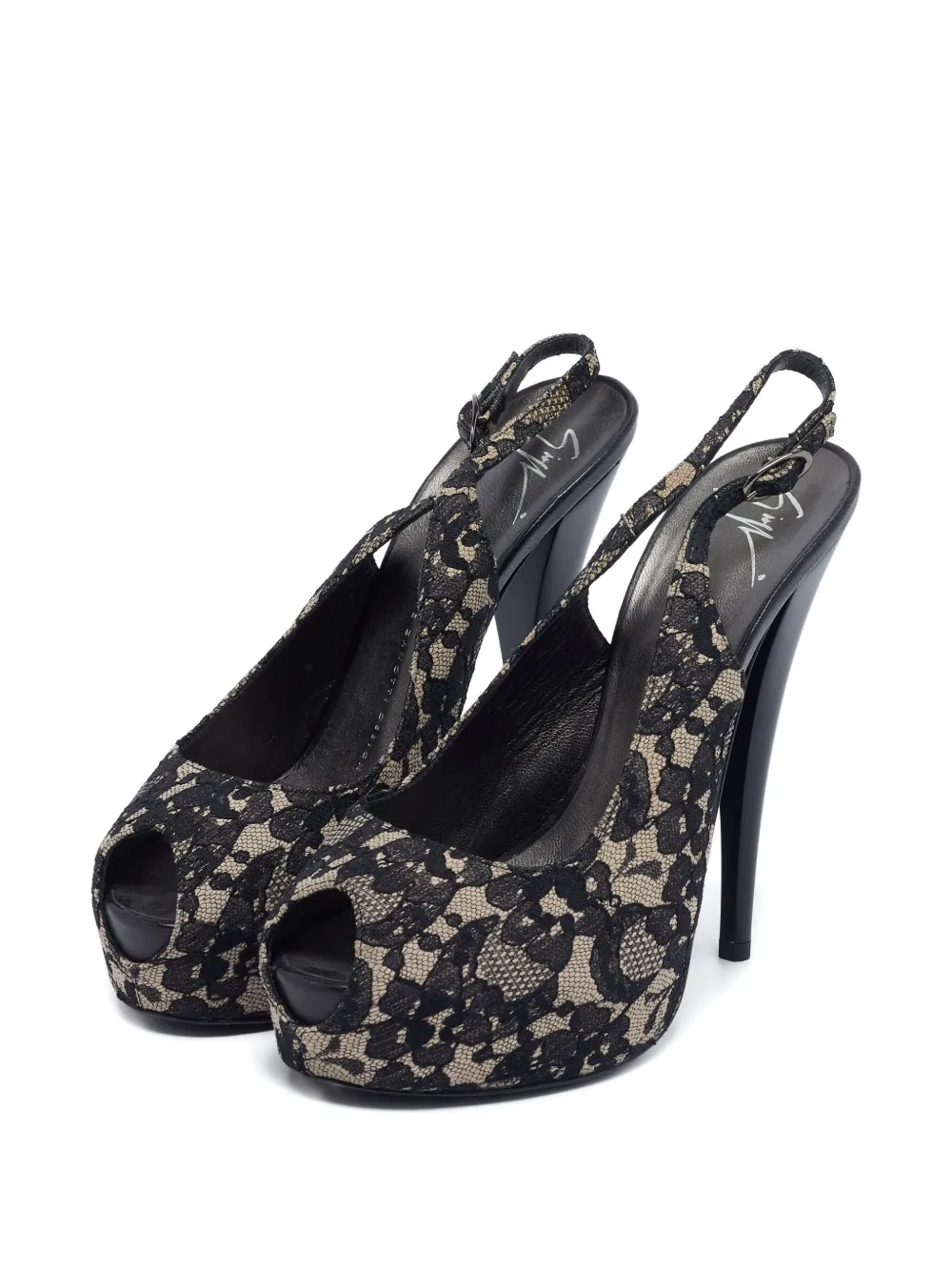 Giuseppe Zanotti Vintage 2023 145 mm sandalen met kant - Zwart